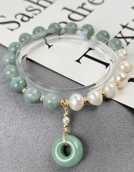 "缅甸玉 平安扣手链"